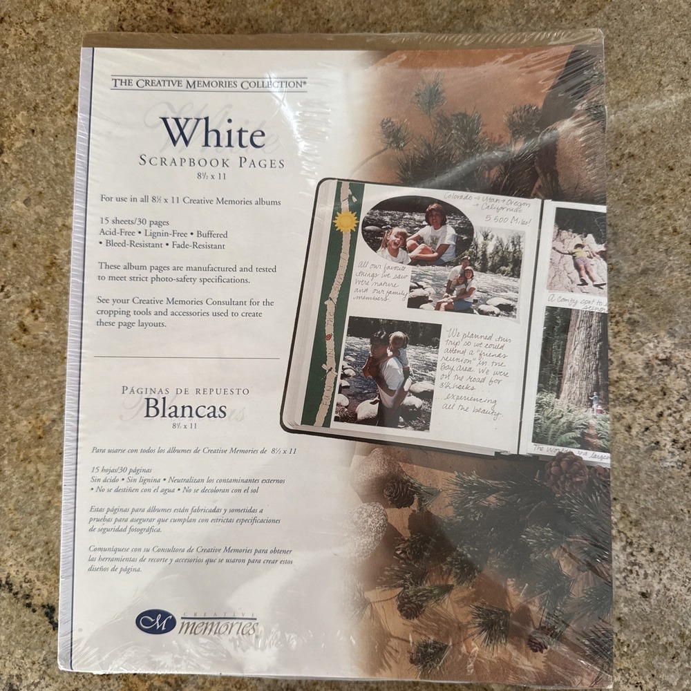 Creative‎ Memories 8 1/2 X 11 White Scrapbook Refill 15 Pages NIP 2002